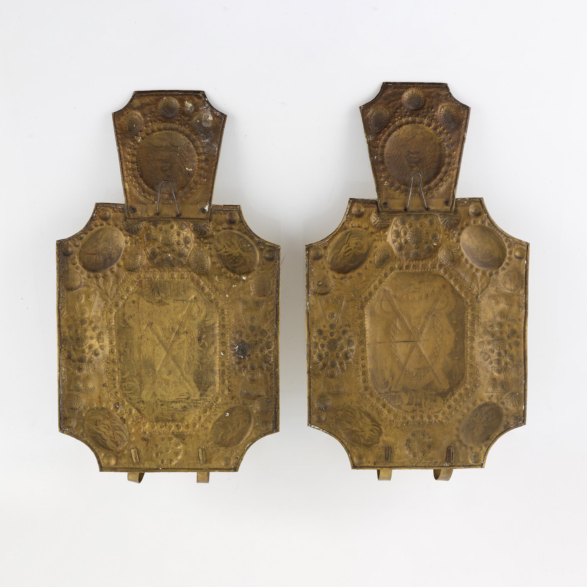 A pair of brass wall sconces, 19th Century.