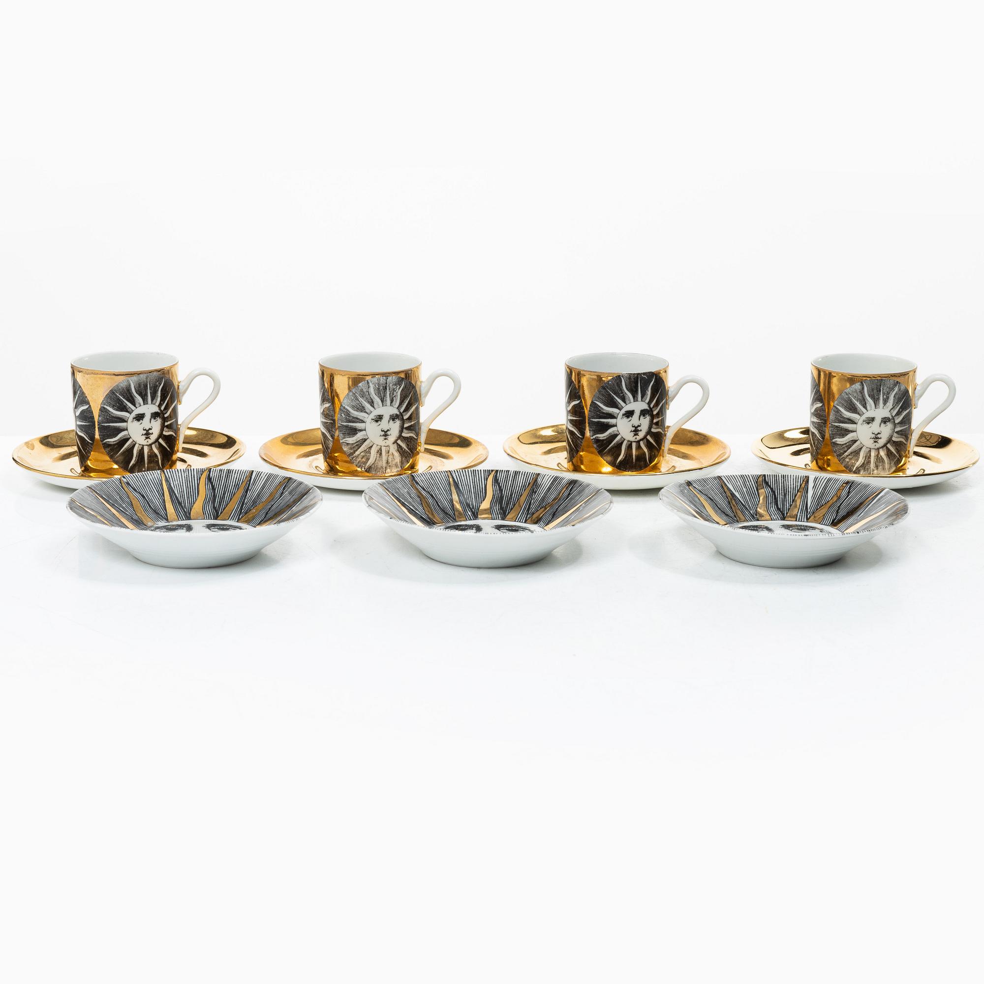 Piero Fornasetti, espressokoppar, 3 st, Fornasetti, Italien.