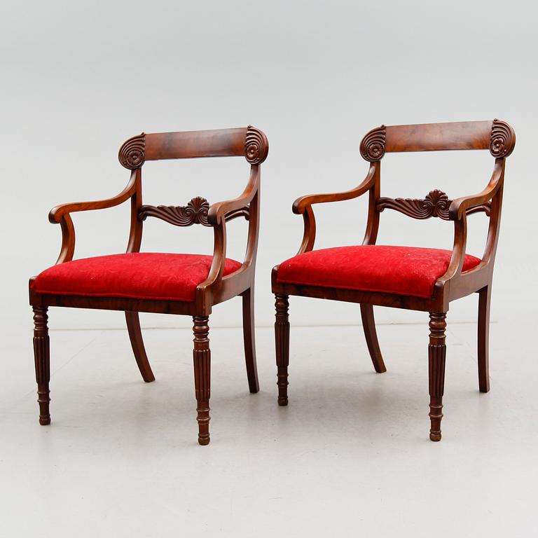 KARMSTOLAR, 1 par, senempire, 1800-talets mitt.