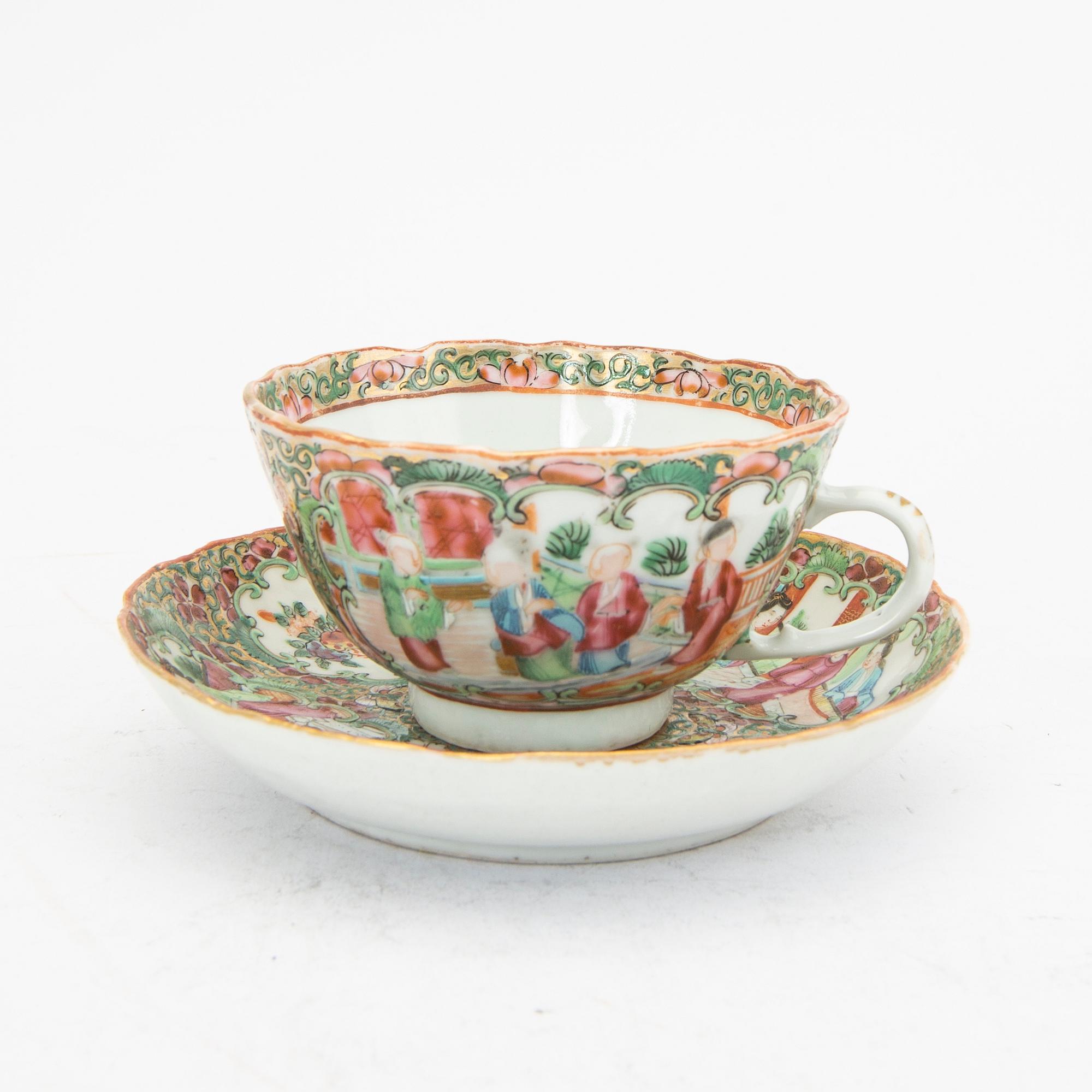 Teservis 11 dlr Kina Kanton sent 1800-tal porslin.