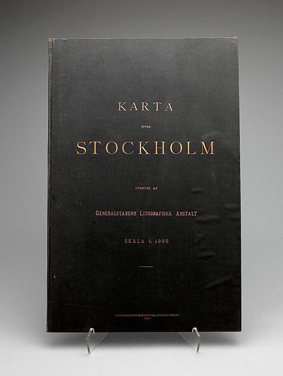KARTBOK, "Karta öfver Stockholm", 1899, utgiven av generalstabens litografiska anstalt.