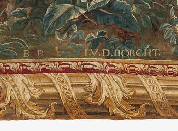 Jacob van der Borcht, vävd tapet, "Kermess" gobelängteknik ca 337 x 278 cm, Bryssel, Flanderna, signerad I. V. D BORCHT & Bryssels stadsmärke.