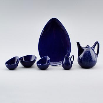 SERVISPORSLIN, 6 delar, "Blå eld", Hertha Bengtsson, Rörstrand.