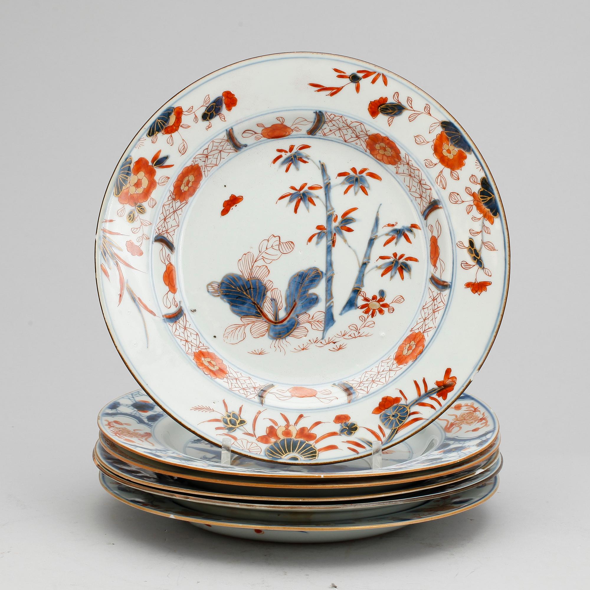 TALLRIKAR, 6 st, porslin, Kina 1700-tal.