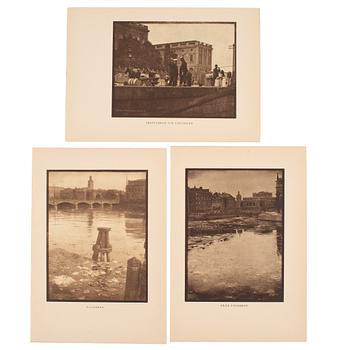 Henry B. Goodwin, three photo gravures from the book 'Vårt vackra Stockholm', signed in the negative.
