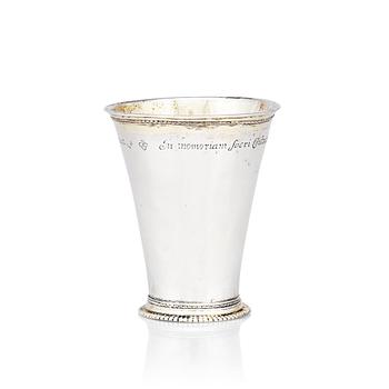 150. A Swedish 18th century parcel-gilt silver beaker, mark of Abraham Wirgman, Göteborg, 1722.