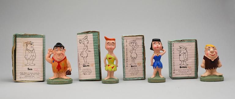 FIGURER, 4 st, the Flintstones, Joseph Lang & Co. Ltd, Hanna-Barbera Productions, Inc. 1962.