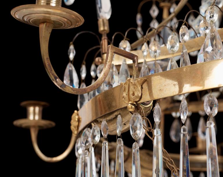 A late Gustavian seven-light chandelier by C. H. Brolin (1765-1832).