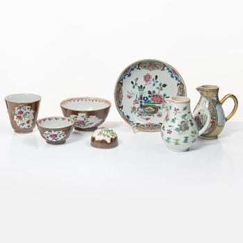 Parti, porslin, sex delar. Qingdynastin, 1700-tal.