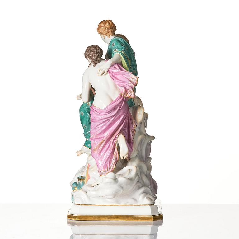 A large Meissen figure group of the three fates, around 1900.