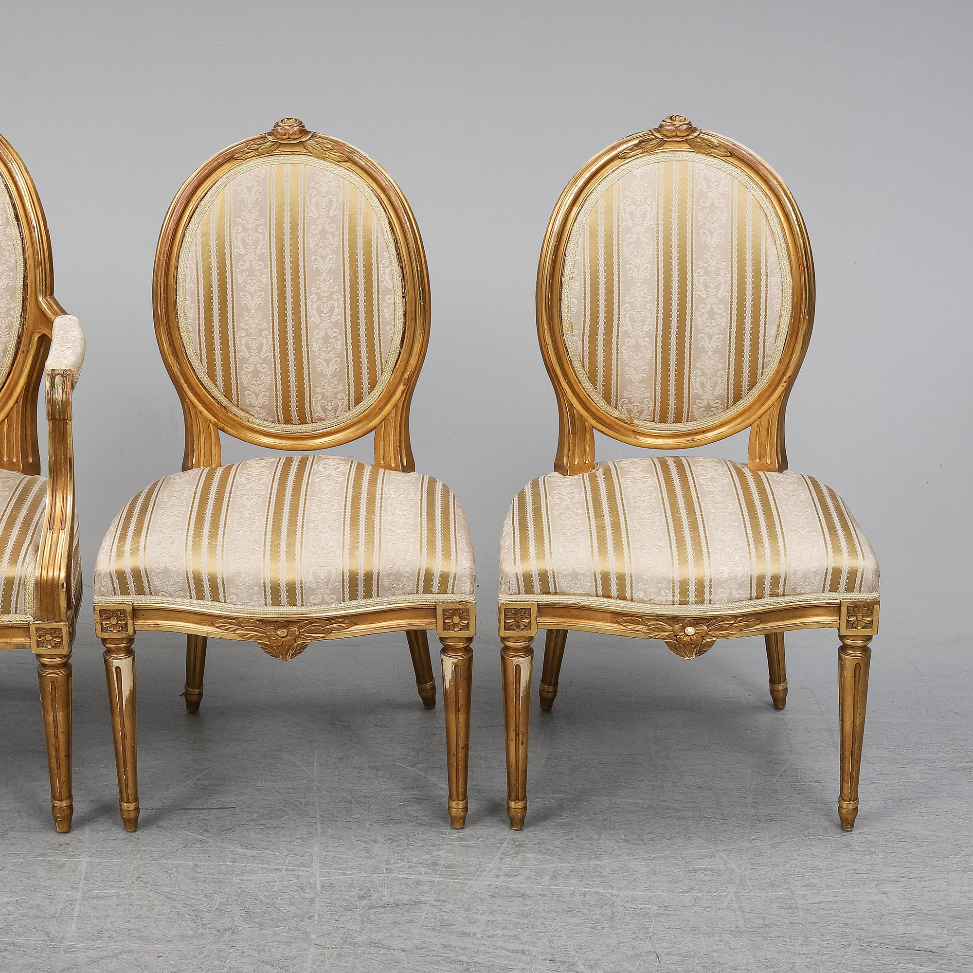 STOLAR samt KARMSTOLAR, 2+2 st, gustaviansk stil, 1900-talets första hälft.