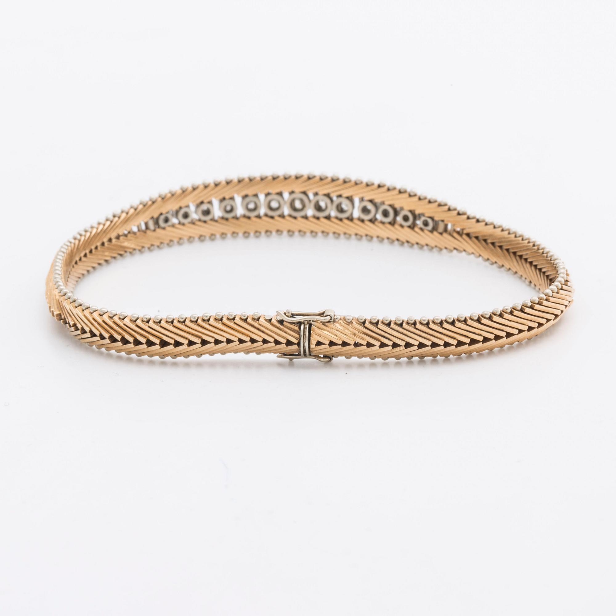 ARMBAND 18K guld m briljanter och diamanter 8/8 ca 0,65 ct totalt.