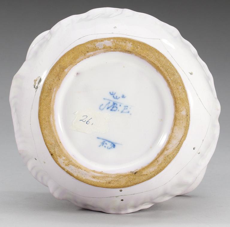 A Swedish Rococo faience pot, Marieberg, period of Ehrenreich (1758-66).