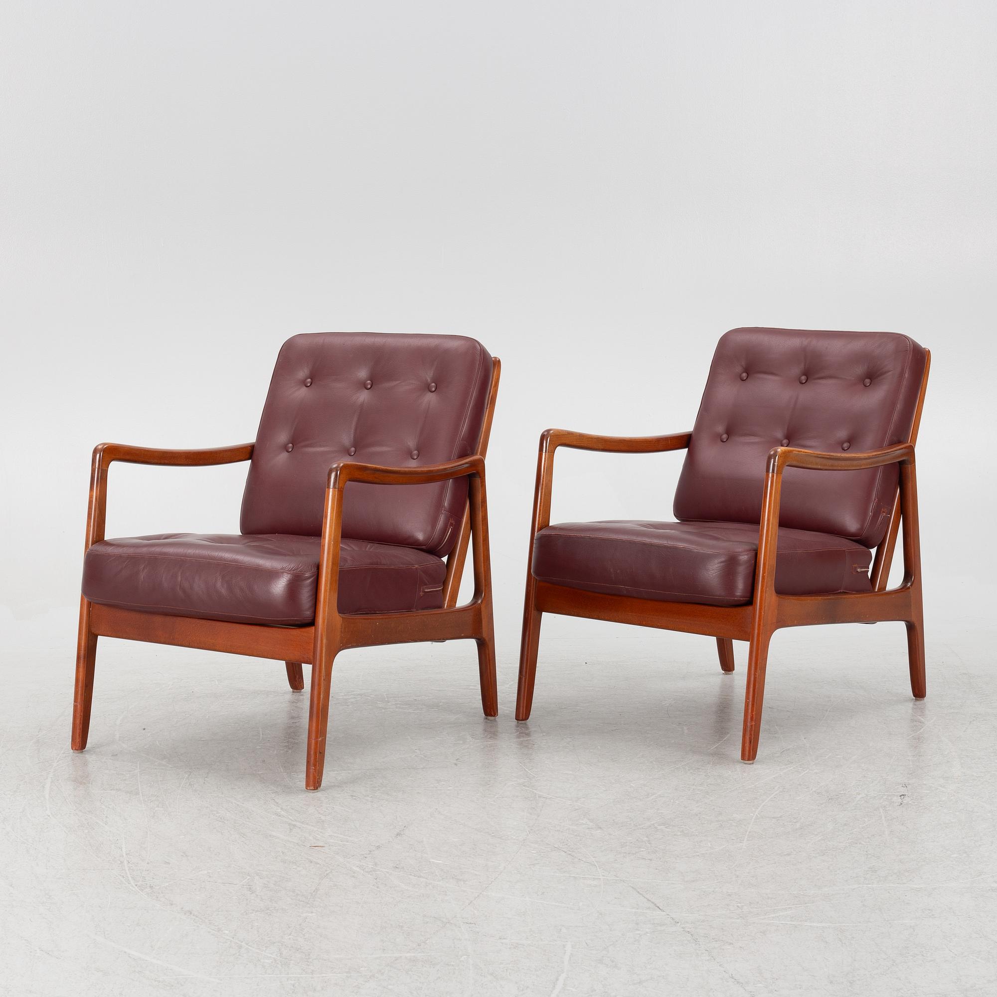 Ole Wanscher, a pair of armchairs, Denmark, second half of the 20th century.