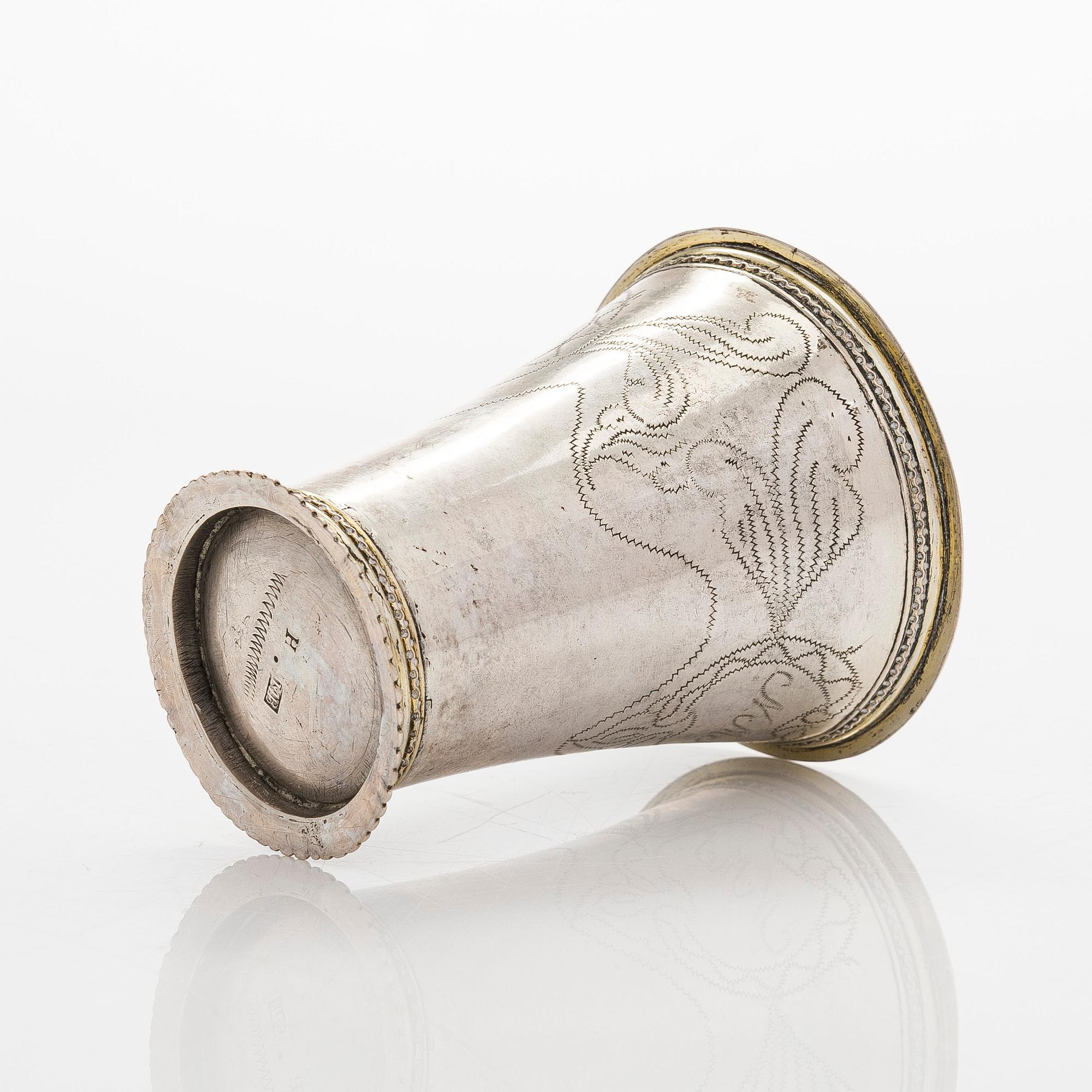 A Swedish 18th century parcel-gilt silver beaker, mark of Martin Bernström, Härnösand (active 1742-1779 (1782)).