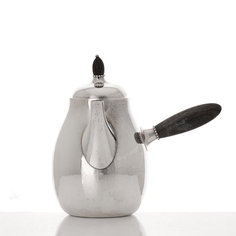 Georg Jensen, a set of three pieces of sterling coffee service, Copenhagen 1925-44 (the sugar bowl 1925-33), design nr 80 A and B.