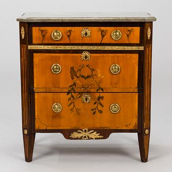 A Gustavian chest of drawers, late 18th century.