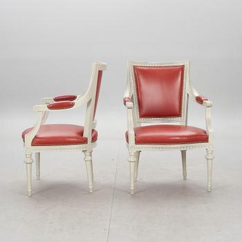 KARMSTOLAR, ett par, gustaviansk stil, 1900-tal.