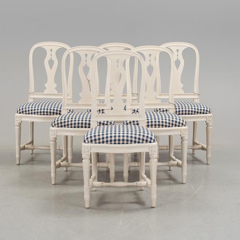 STOLAR, sex stycken, gustaviansk stil, "Hallunda", ur IKEA:s 1700-tals serie, sent 1900-tal.