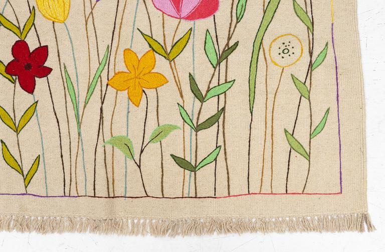 A hand-embroidered Kelim, c. 182 x 123 cm.