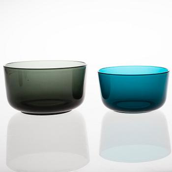 KAJ FRANCK, A set of Six 5023 Glasses and two glass bowls, Nuutajärvi.