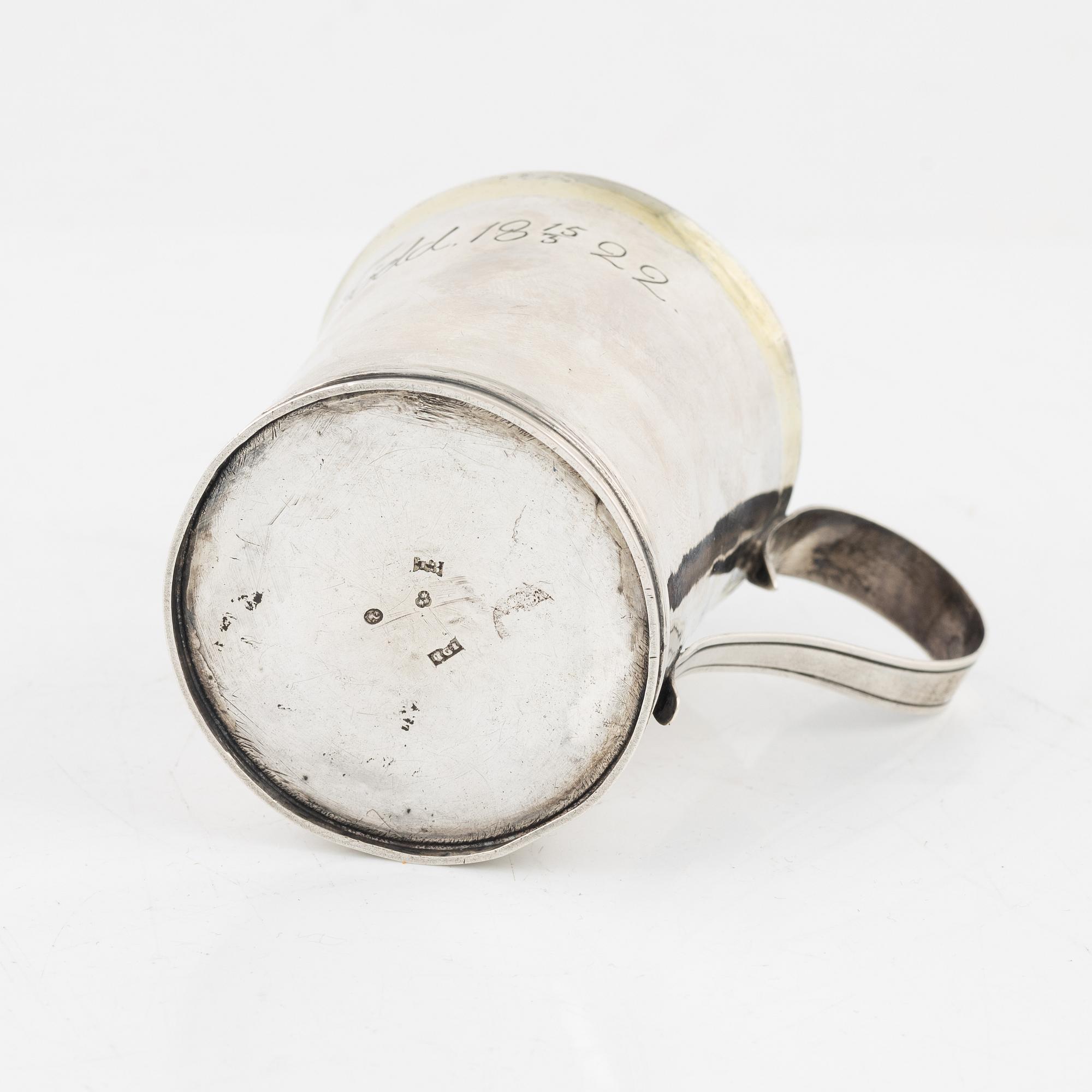 Johan Daniel Blomsterwall, dopmugg, silver, Göteborg 1825.