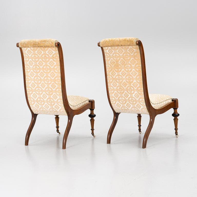 Swan-neck chairs, a pair, circa 1850.