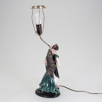 STEFAN DAKON, bordslampa, flintgods. Goldscheider, 1930-tal.