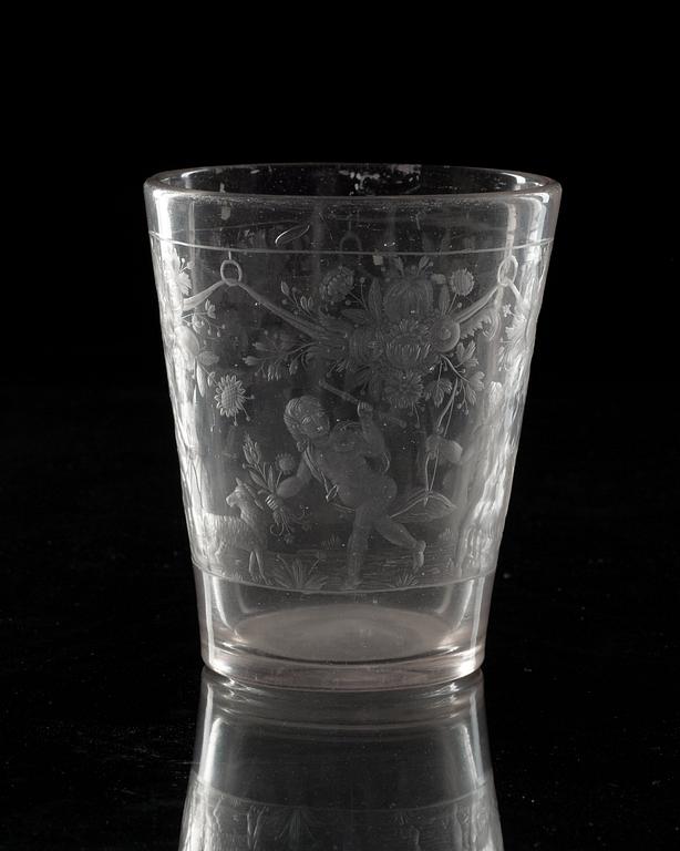 BÄGARE, glas. Tyskland, 1700-tal.