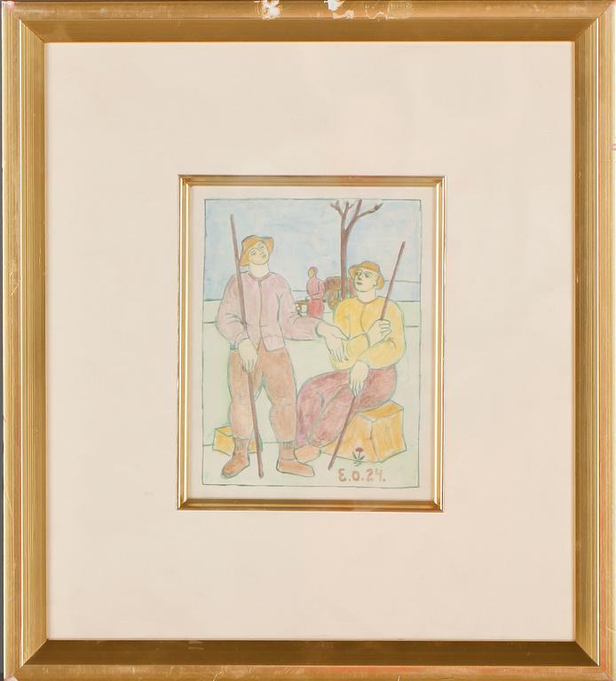 ERIK OLSON, akvarell, monogramsignerad och daterad -24.