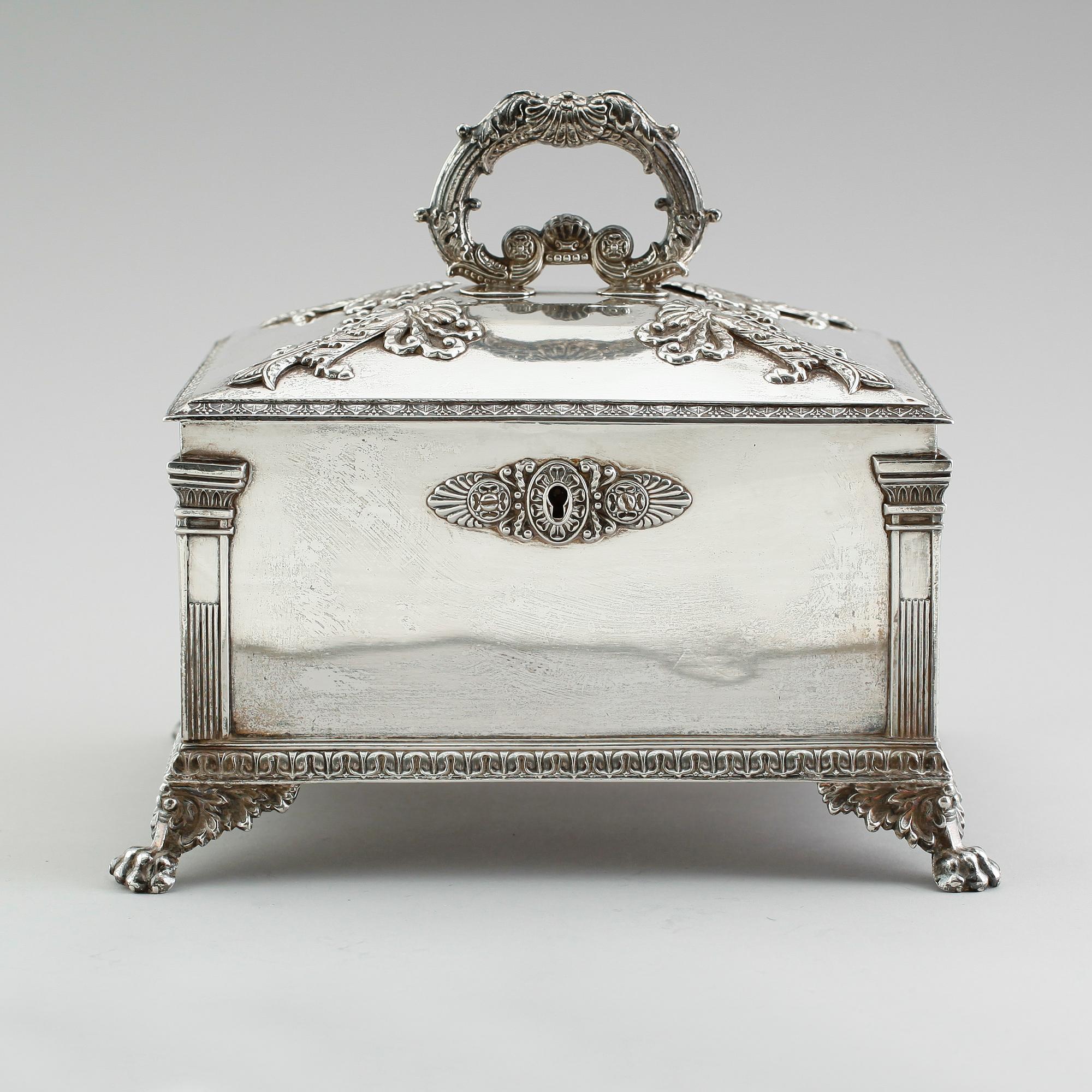 A Swedish 19th century silver sugar-casket, marks of Adolf Zethelius, Stockholm 1828.
