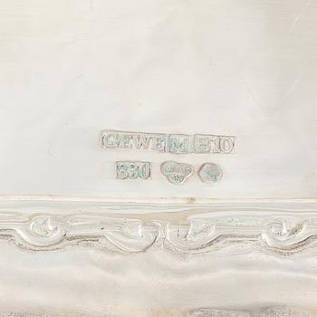 A Swedish silver Rococo style tray, mark of GEWE, Malmö 1976.