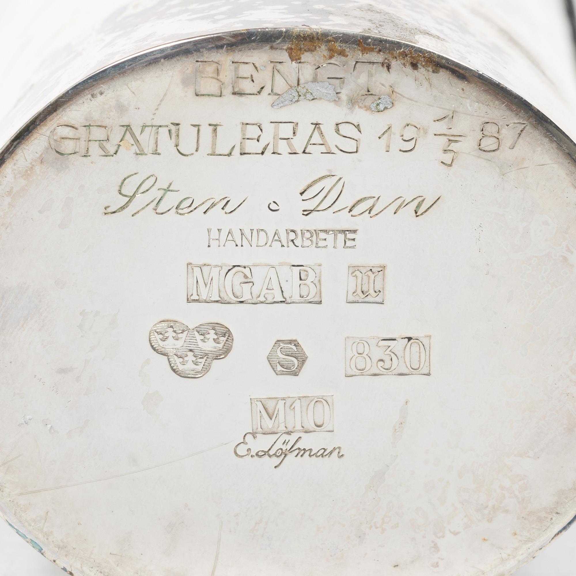 Eric Löfman, Vase, silver, MGAB, Uppsala 1986.
