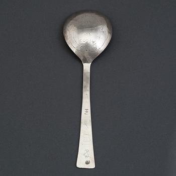 A Norwegian 17th century silver spoon, mark of Oluf Jorgensen (Bergen 1650-1700).