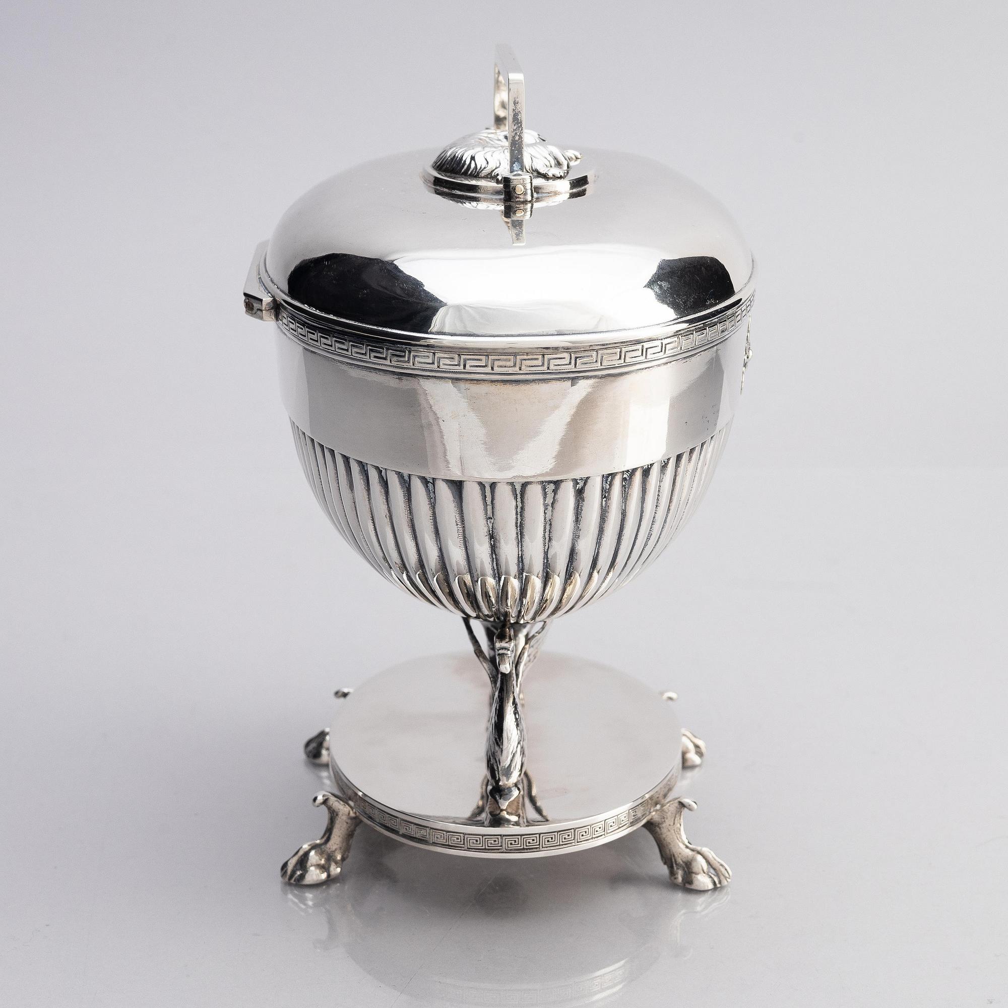 A Swedish 19th century silver sugar-casket, mark of Adolf Zethelius, Stockholm 1815.