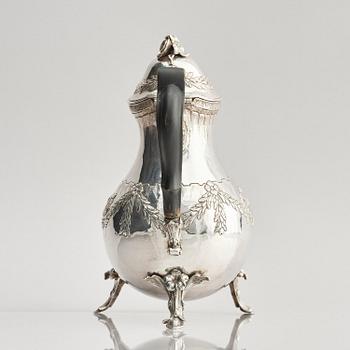 A Swedish 18th century silver coffee-pot, mark of Jacob Lampa, Stockholm 1777.