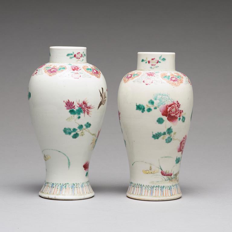 A pair of famille rose vases, Qing dynasty, Qianlong (1736-95).