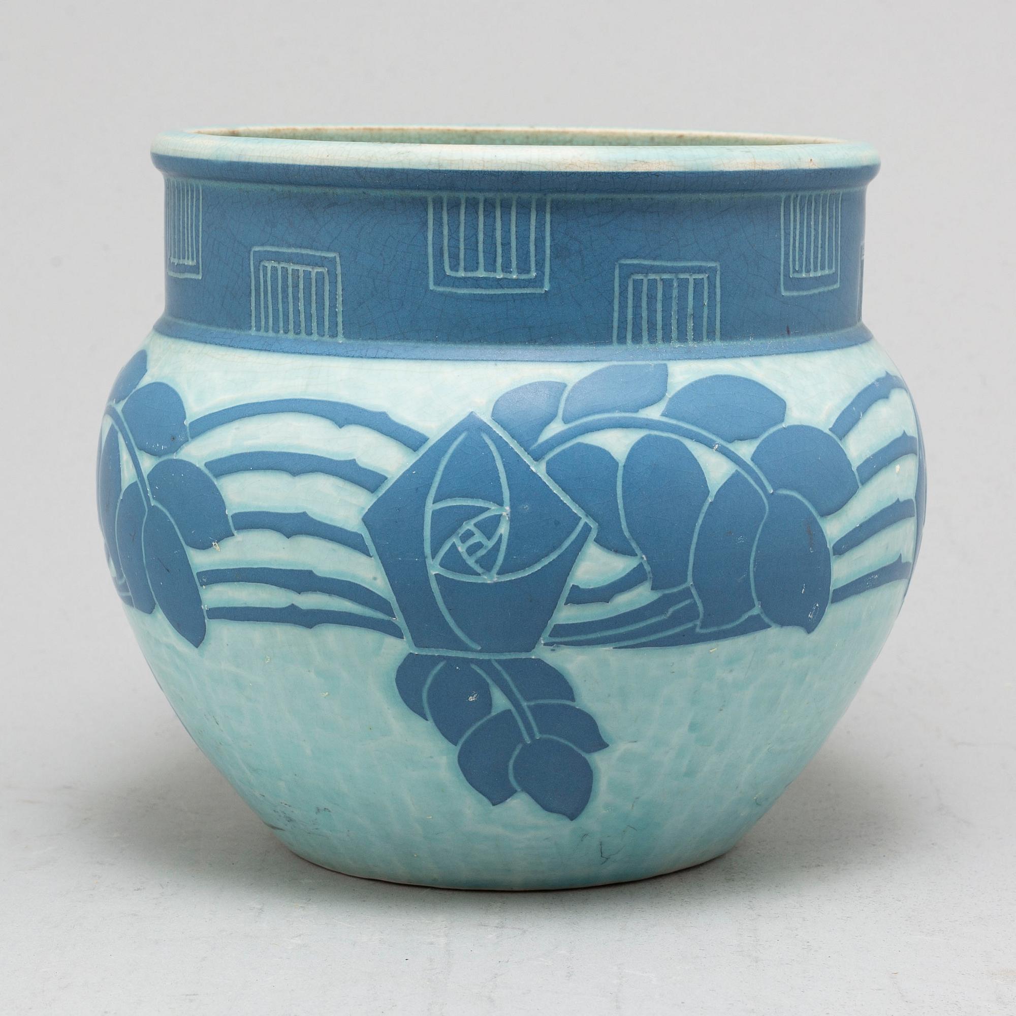 JOSEF EKBERG, a 'Sgraffito' creamware vase, Gustavsberg, signed and dated 1911.