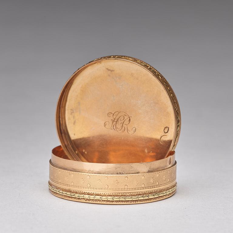 A French late 18th century gold en deux couleurs box, Paris 1791.