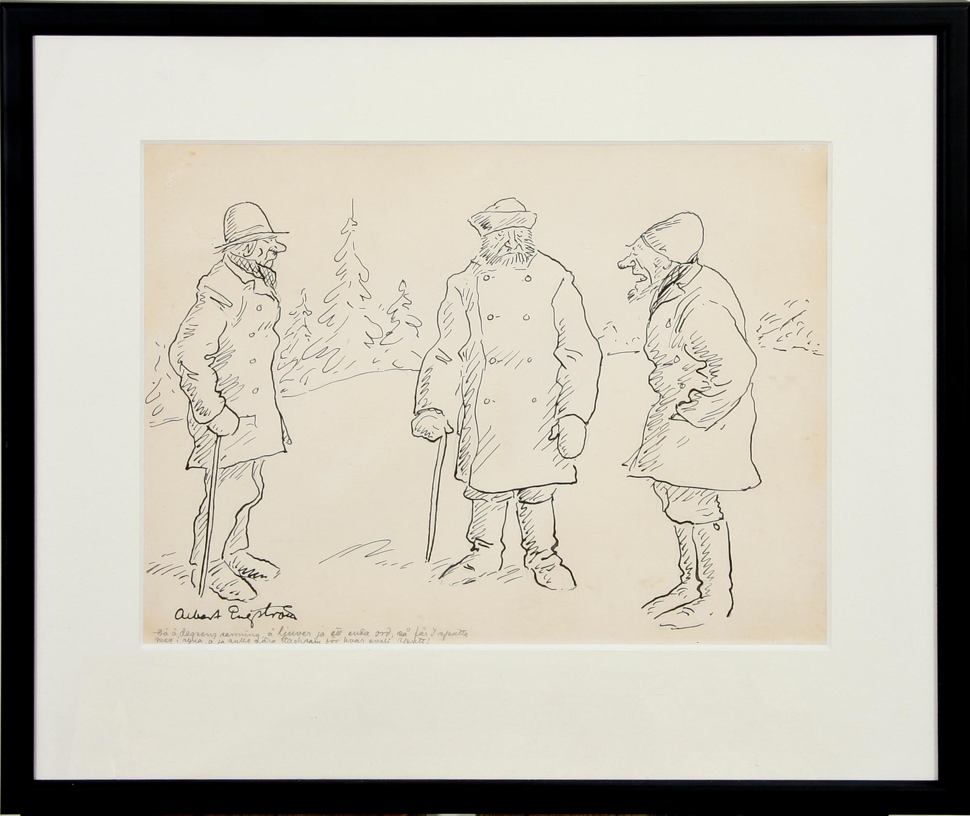 ALBERT ENGSTRÖM, tuschteckning, sign.