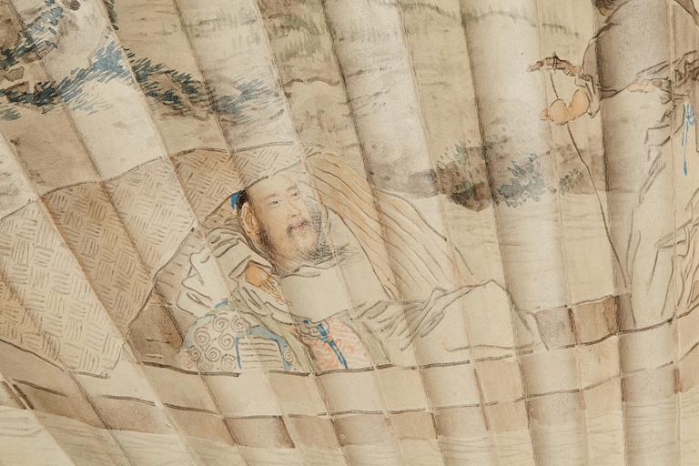 A fan leaf painting by Shen Zhaohan (1855-1941), signed and dated 1896.