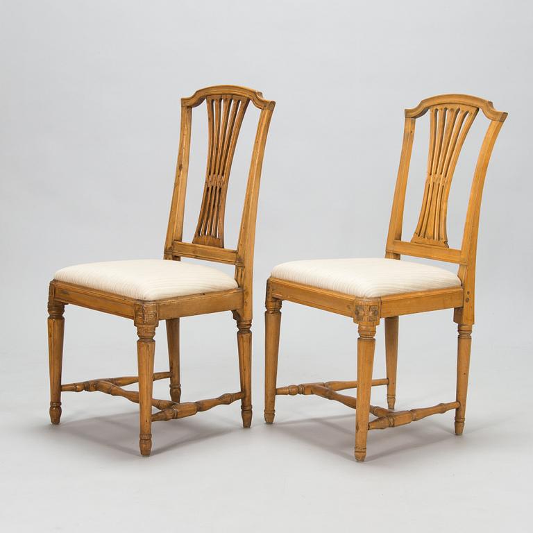 A set of six Gustavian chairs, four signed MLB for Melchior Lundberg (Stockholm 1775-1812).