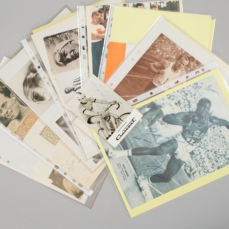 PARTI IDROTTSAUTOGRAFER, 17 st, främst Floyd Patterson, Sven Tumba, Rocky Marciano, Emil Zatopek.