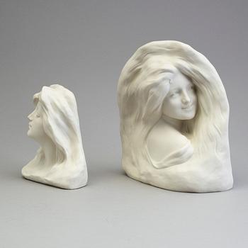 TWP PARIAN SCULPTURES, Gustafsberg, one 1921 the other unmarked.