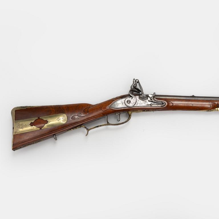 Flintlock rifle, signed Caspar Lotz, (Prague around the year 1800).