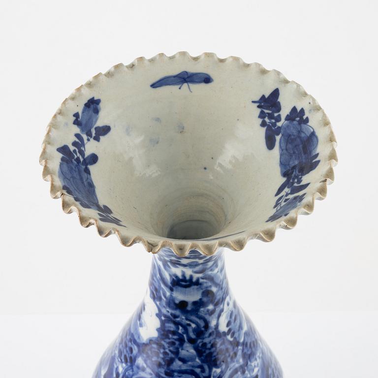 A large blue and white Japanese vase, Meiji period, circa 1900.