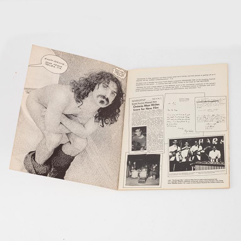 Frank Zappa, Frank Zappa, booklet, "Ten Years on the Road with Frank Zappa and the Mothers of Invention," signed.