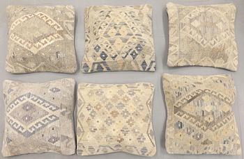 Kuddfodral, 6 st, Kelim, ca 50 x 50 cm.