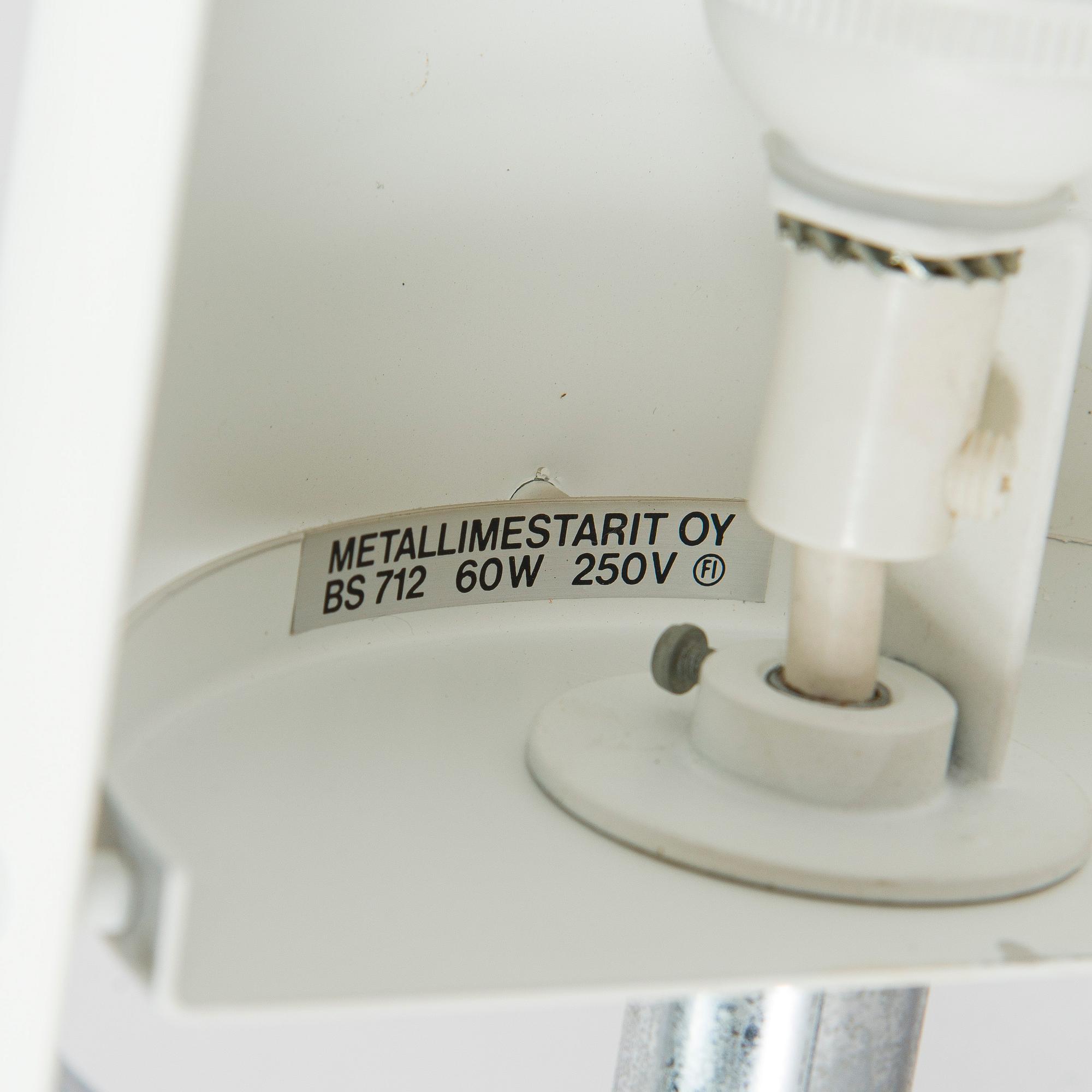 Ben af Schultén, A pair of 1970s 'BS 712' wall lights by Metallimestarit for Artek Finland.