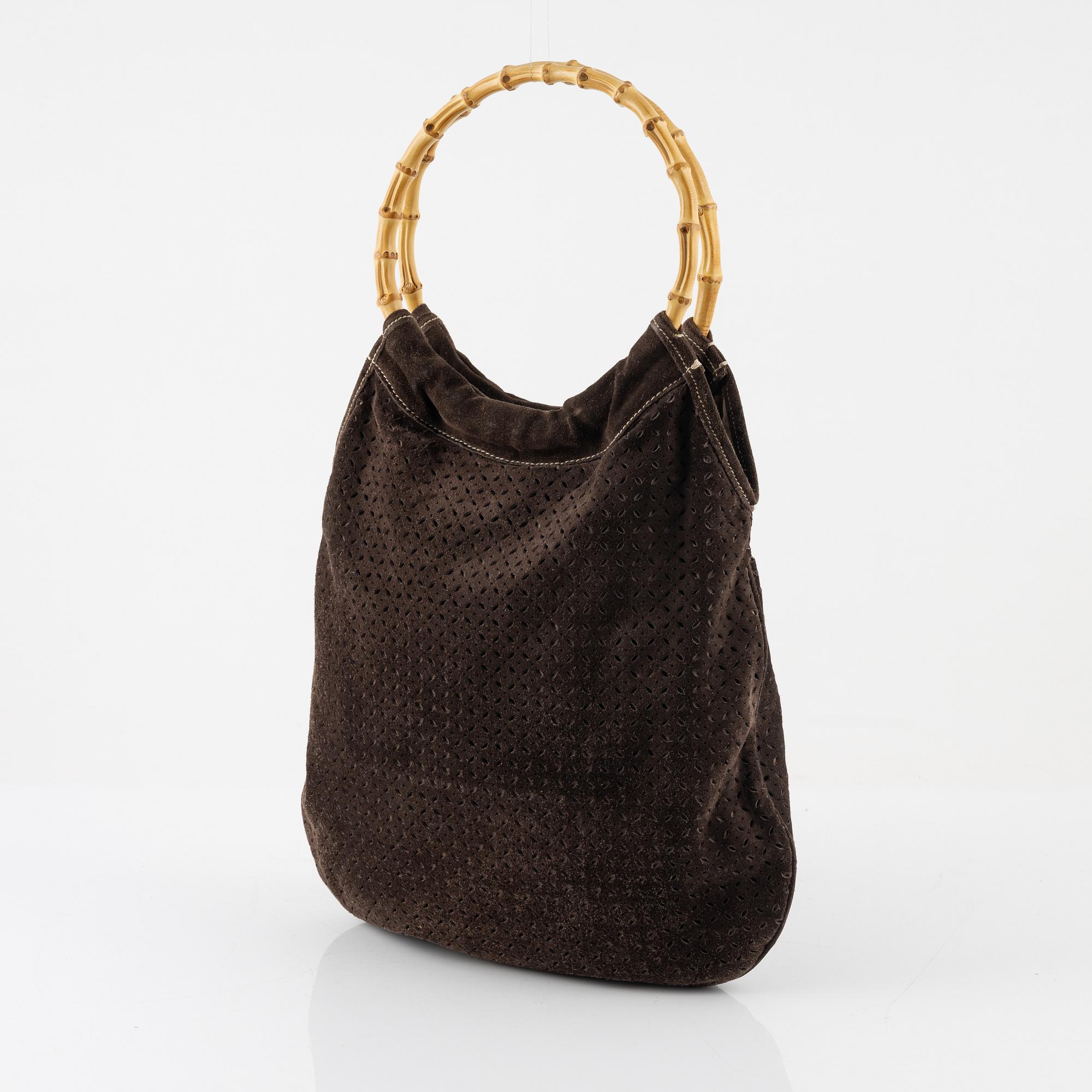 バッグ 90's MIU MIU Bamboo Handle Suede Bag Miu Miu, a brown suede handbag. - Bukowskis